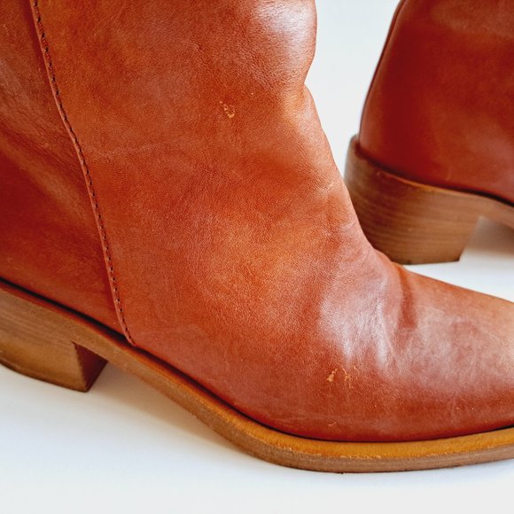 Chanel Brown Black Leather Boots Size 36.5 - Picture 9 of 16